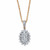 Pave Diamond Accent Two-Tone Cluster Pendant Necklace 18k Gold-Plated 18"-20"