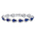 Pear-Cut Simulated Blue Sapphire Halo Strand Bracelet 30 TCW in Silvertone 7"