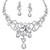 Swirl and Flower Crystal Necklace and Earrings Two-Piece Set in Platinum-Plated