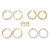 6-Pair CZ Stud & Hoop Set 4 TCW Gold Ion Plated Stainless Steel & Gold Plated