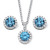 4.30 TCW Round Simulated Birthstone and Cubic Zirconia Halo Set in Silvertone