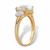 Oval-Cut Cubic Zirconia 3-Stone Engagement Ring 4.85 TCW in 14k Gold-plated Sterling Silver