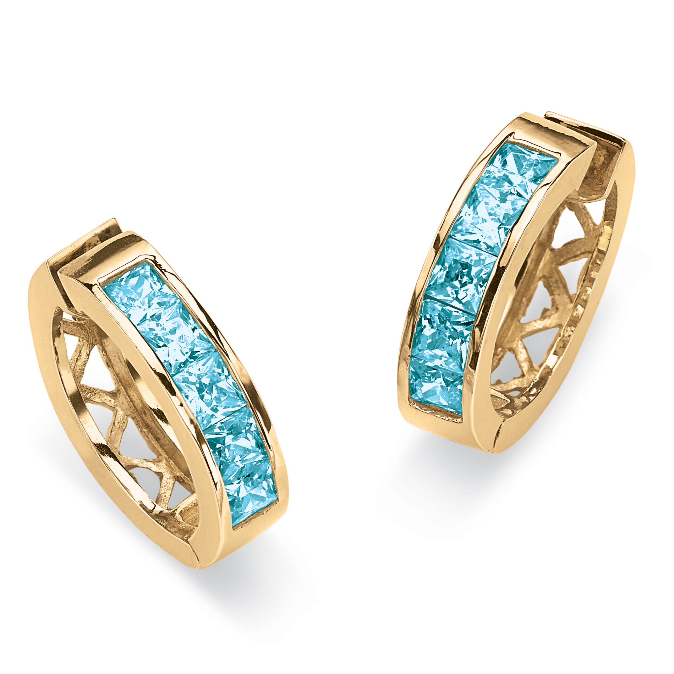Round Simulated Birthstone Inside-Out Hoop Earrings in Silvertone 1.25"