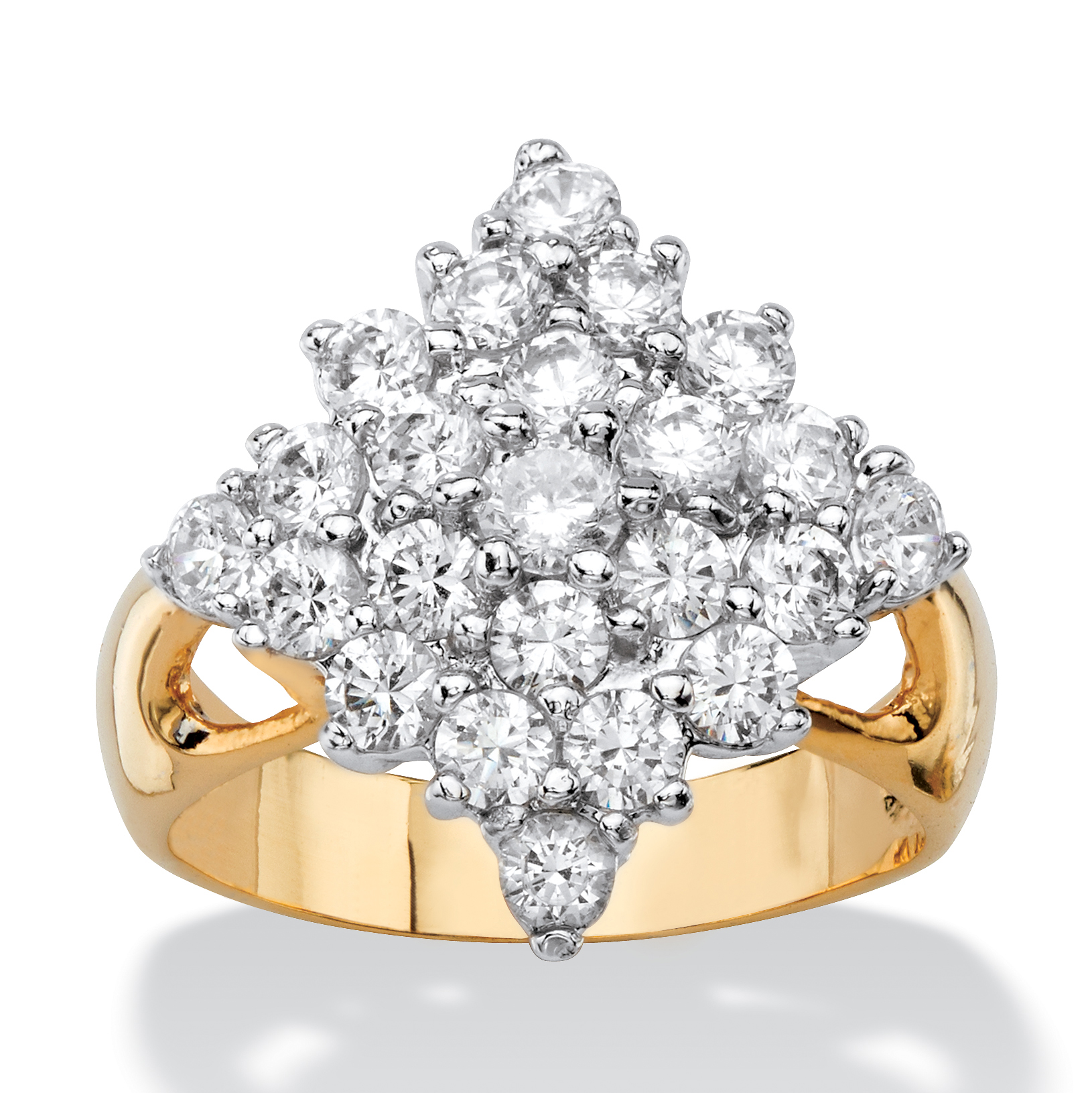 Round Diamond Cluster Ring 1/4 TCW in 18k Gold-plated Sterling Silver