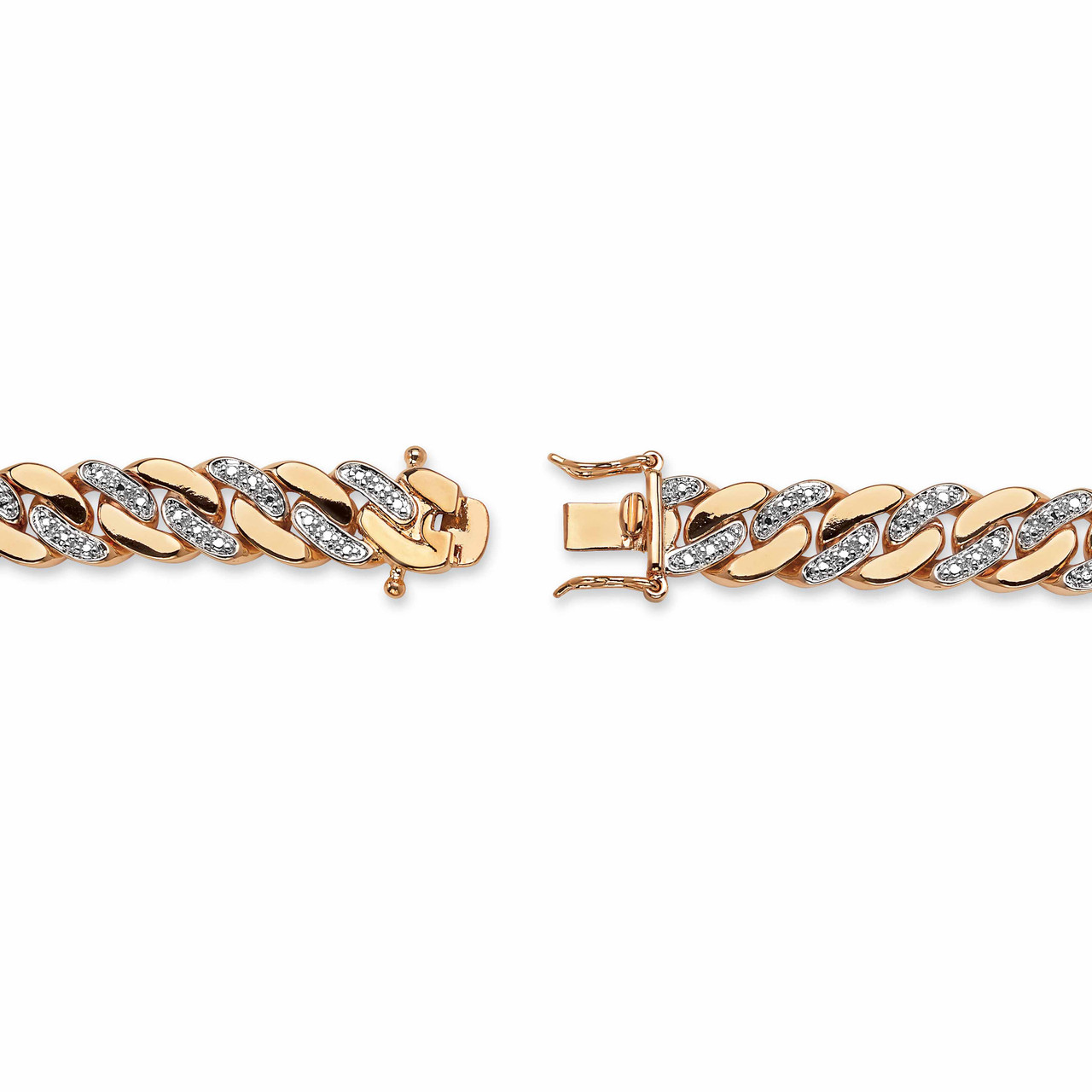 Men's Diamond Accent Curb-Link Bracelet Platinum-Plated 9.5" (9mm)