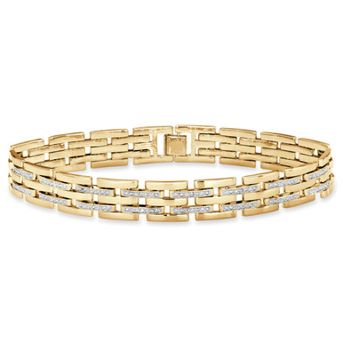 Men's Diamond Accent Bar-Link Bracelet Gold-Plated 9