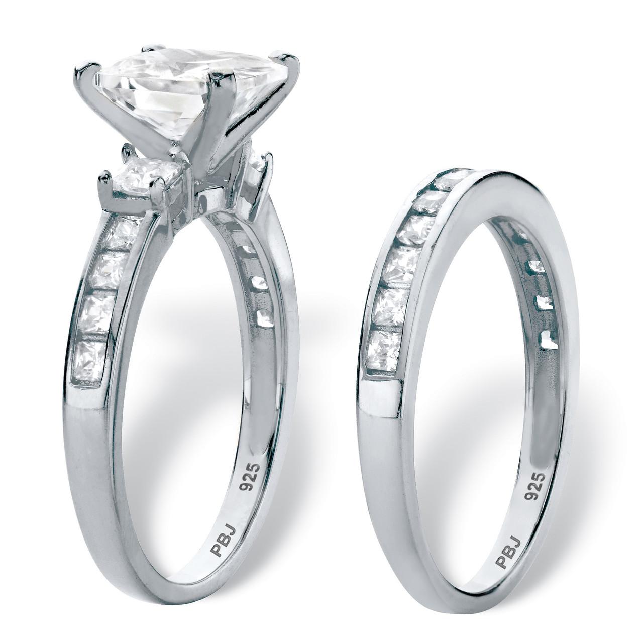 2.92 TCW Princess-Cut Cubic Zirconia Yellow Gold-Plated Bridal Engagement Ring Wedding Band Set