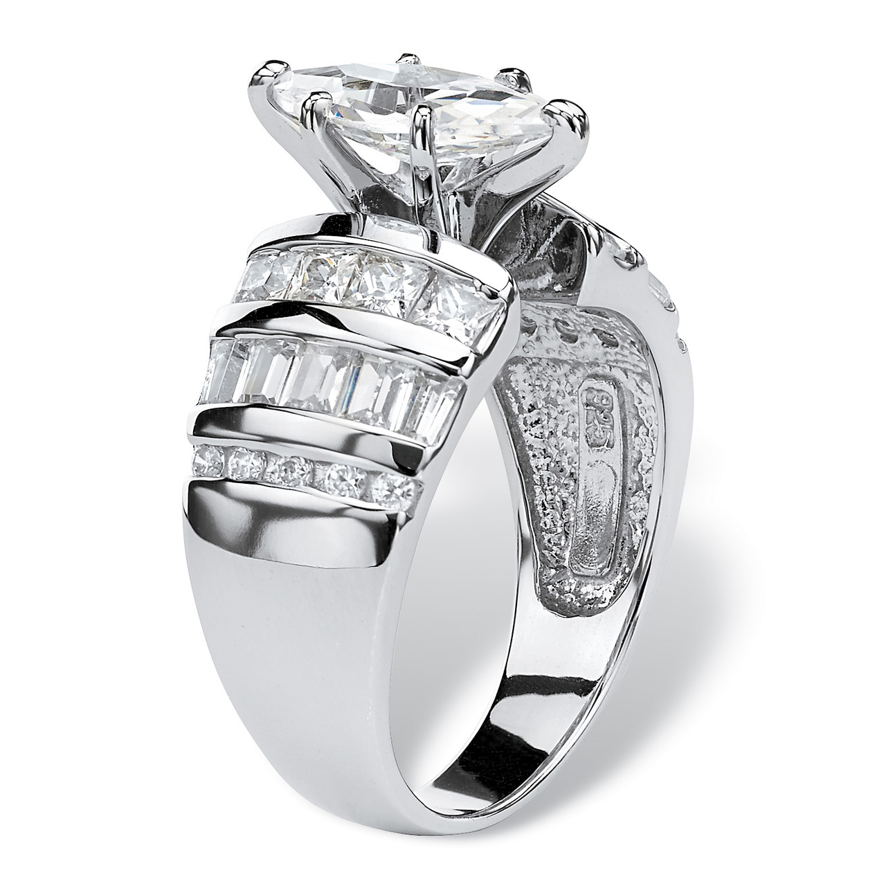 2.92 TCW Princess-Cut Cubic Zirconia Yellow Gold-Plated Bridal Engagement Ring Wedding Band Set