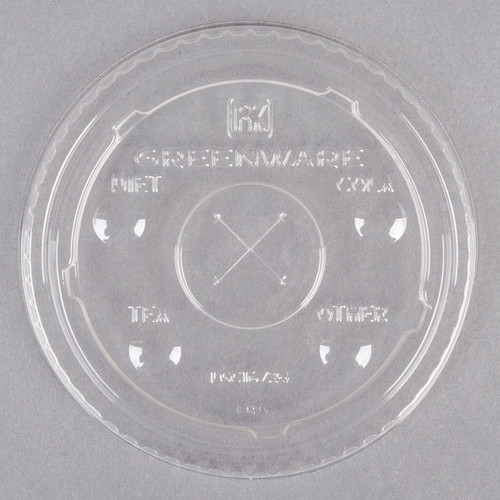 Fabri-Kal LGC16/24 Greenware 16, 20 & 24 oz. Compostable Clear Plastic Lid with Straw Slot - 1000/Case