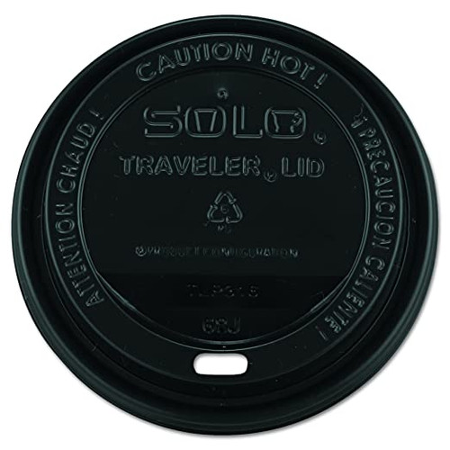 Solo Black Traveler Plastic Lid - For Solo Paper Hot Cups TLB316 - 1000/Case