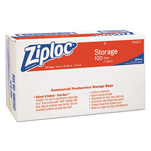 Ziploc Two Gallon Freezer Bags - 100/Case