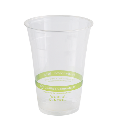 World Centric 16 oz. Compostable Clear Cold Cups CPCS16 - 1000/Case