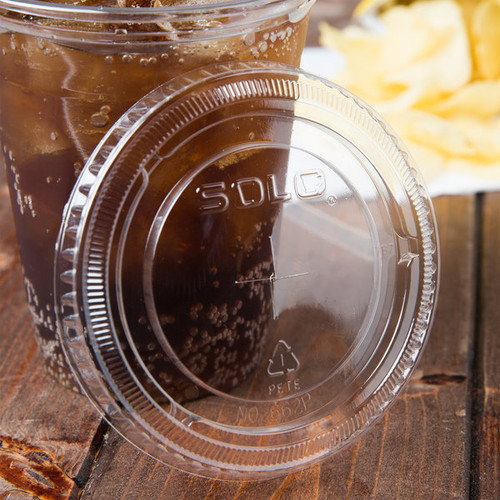 Solo 16-20 oz. Clear Plastic Lid with Straw Slot 668NS - 1000/Case