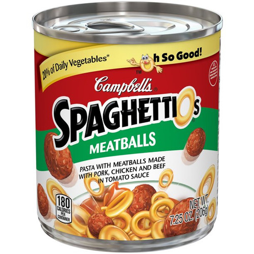 Campbell's 7.25 oz. SpaghettiOs Pasta with Meatballs 2540 - 24/Case