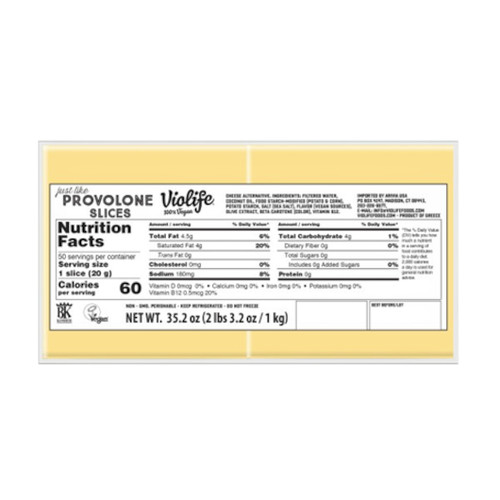 Violife Vegan Provolone Slices  2.2 lb. - 5/Case