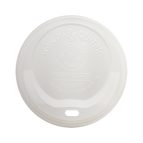 World Centric White Lid for 10-20 oz. Hot Cups CUL-CS-12 - 1000/Case
