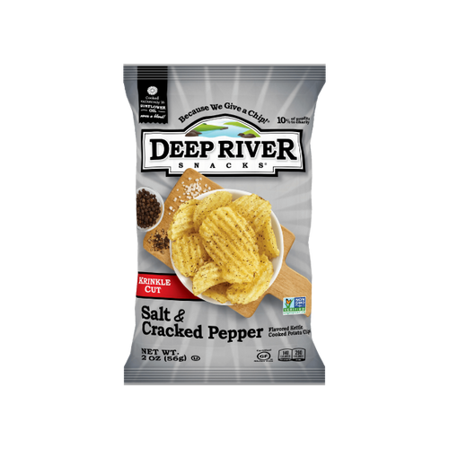 Deep River 2 oz. Salt & Pepper Kettle Chips - 24/Case