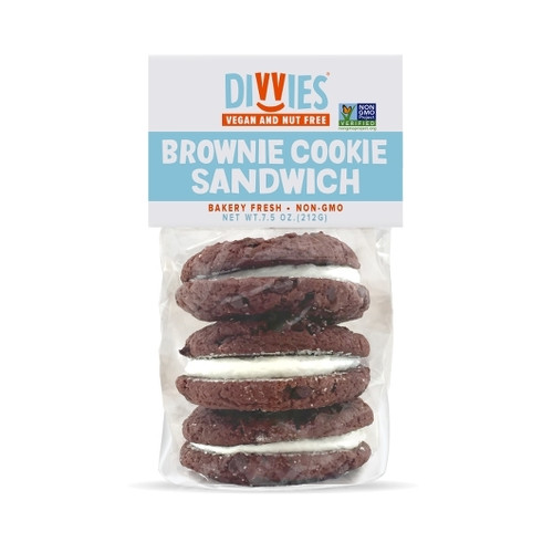 Divvies 7.5 oz. Vegan Brownie Cookie Sandwiches - 12/Case
