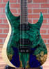 Schecter USA Custom Shop Sunset Extreme-6 Electric Guitar - Natural Satin with Green/Blue Stabilized Top