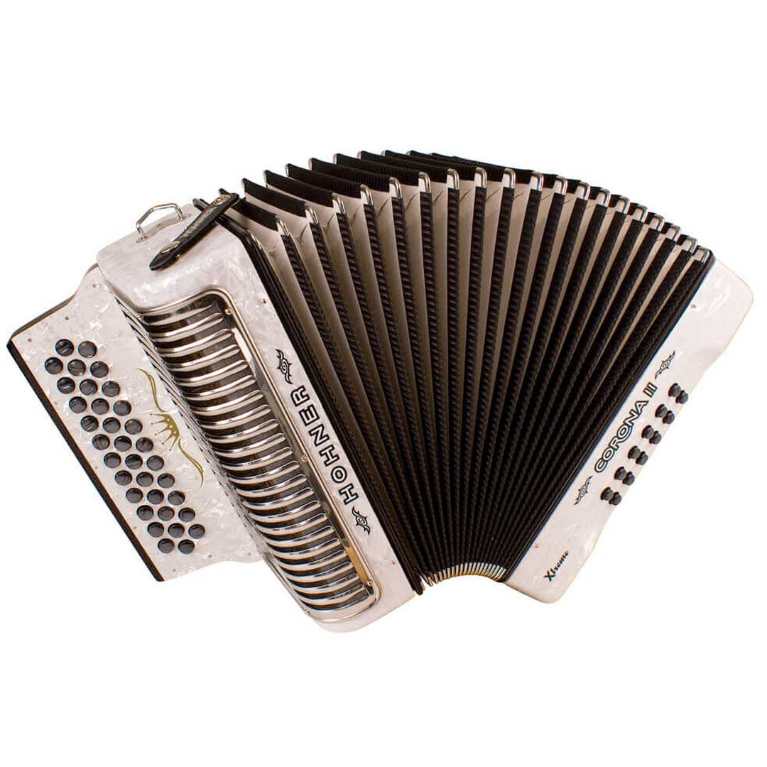 Hohner Corona II Xtreme FBbEb Diatonic Accordion - Pearl White w