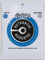 Martin Authentic MA150PK3 Medium Acoustic Guitar Strings - 3 Pack