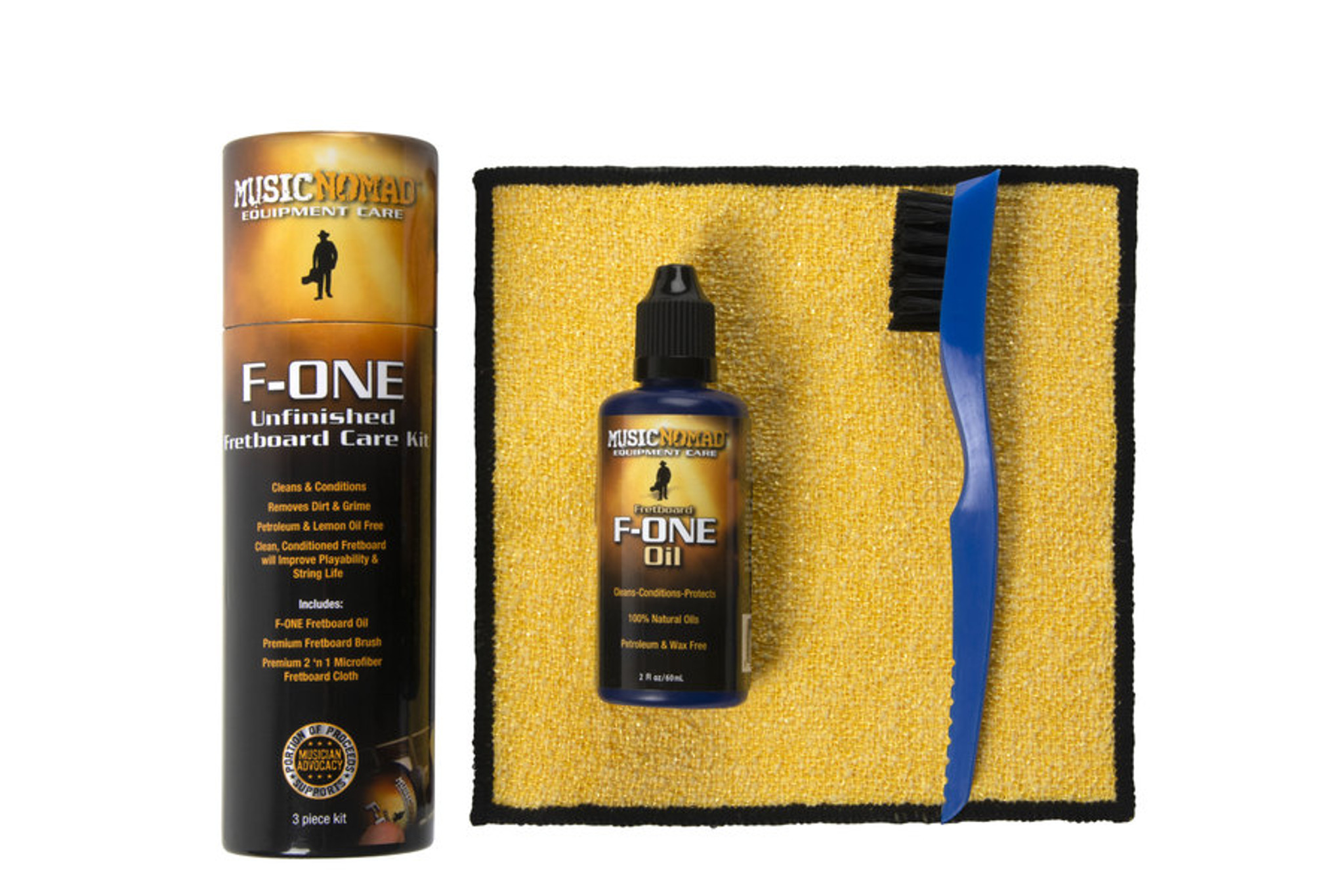 Music Nomad MN125 F-ONE Unfinished Fretboard Care Kit - Oil, Cloth