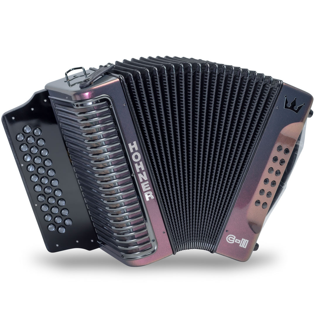 Hohner Corona CII Diatonic Accordion FBbEb Red to Gold w/Bag at No