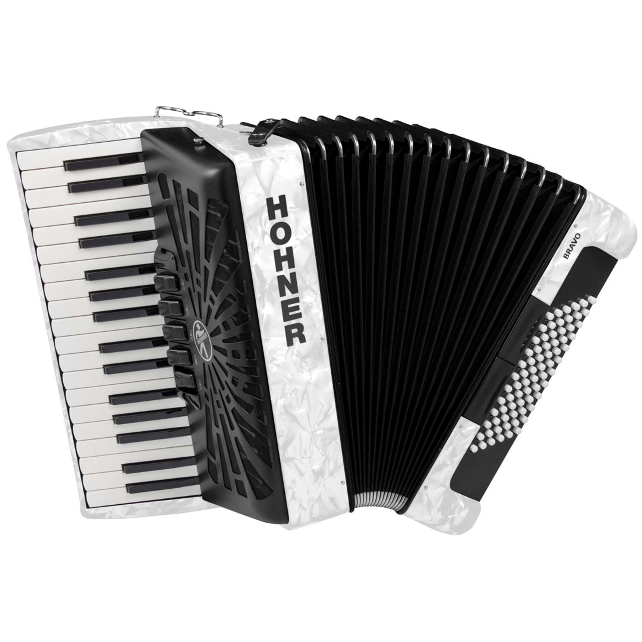 Hohner Bravo III 72 Chromatic Accordion - White w/Bag at No Limit