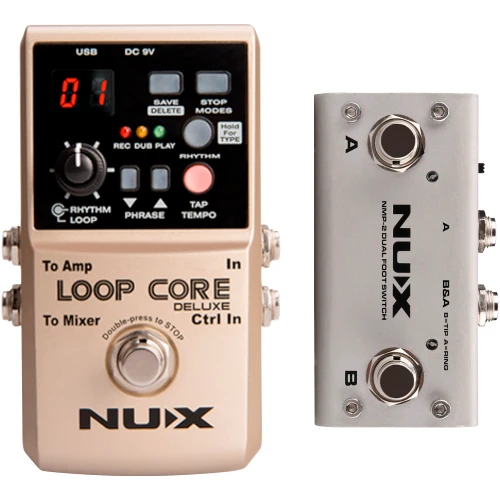 NuX Loop Core Deluxe Bundle Looper Pedal (with Dual Foot Switch)