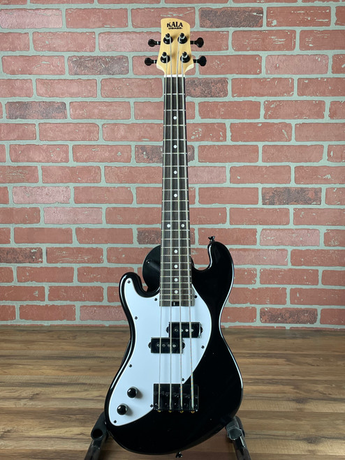 Innovative Kala Solid Body U-Bass Left Handed in Jet Black with 23.5" scale, authentic bass tone, and portable design. Perfect for lefties. No Limit Guitar Co, Idaho Falls.