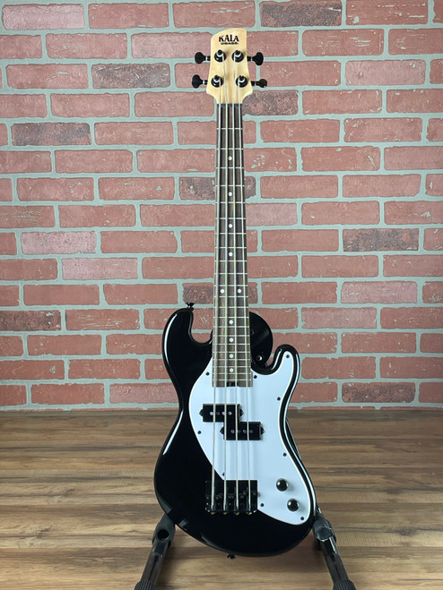 Innovative Kala Solid Body U-Bass in Jet Black with 23.5" scale, authentic bass tone, and striking visual appeal. Perfect portable bass solution. No Limit Guitar Co, Idaho Falls.