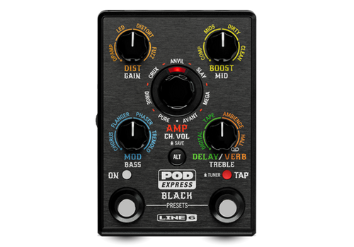 Ultra-portable Line 6 POD Express Bass with HX-derived amps, 17 effects, USB-C interface, and battery power. Professional tones anywhere. No Limit Guitar Co, Idaho Falls.