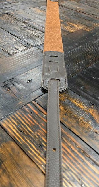 Franklin Strap 2.5" Embossed Suede-Glove Leather End Tab-Caramel-Chocolate End