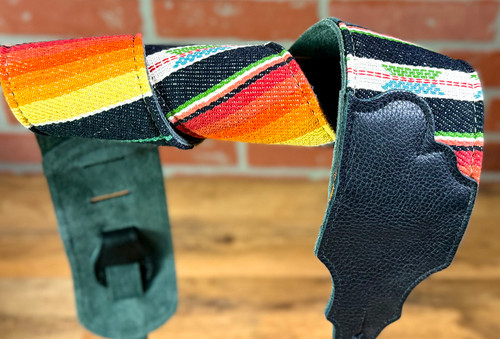 Franklin Strap Saddle Blanket Guitar Strap | Black with Traditional Pattern - 3"
