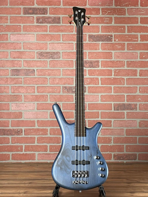 Warwick RockBass Corvette Basic 4-string bass with alder body, MEC Active J pickups, and Ocean Blue finish. German engineering excellence. No Limit Guitar Co, Idaho Falls.