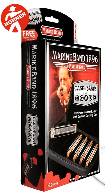 Hohner Marine Band 1896 5-Piece Harmonica Set (with Custom Case)