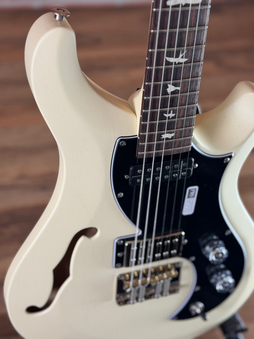 PRS S2 Vela Semi-hollowbody Satin Electric Guitar - Antique White (Satin Nitro)