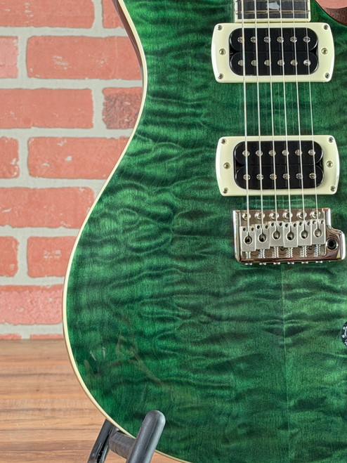 PRS SE Custom 24 Quilt Electric Guitar - Teal Black (Black Back)