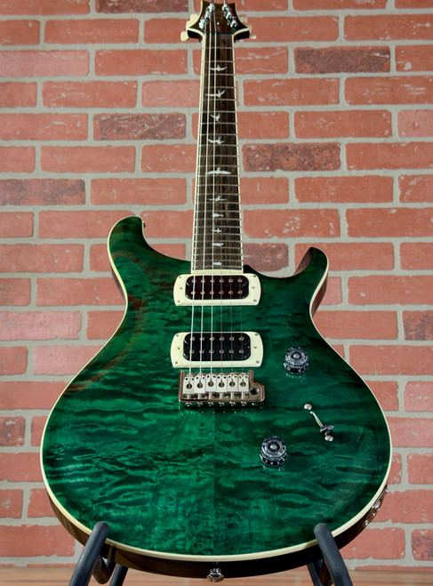 PRS SE Custom 24 Quilt Electric Guitar - Teal Black (Black Back)