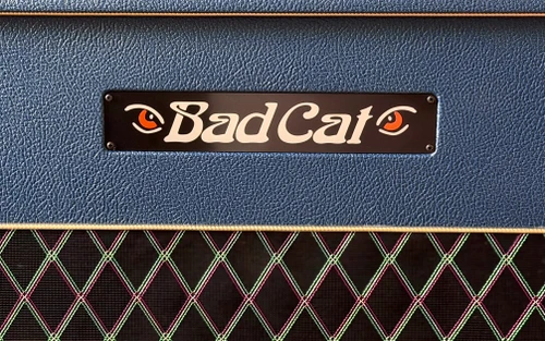 Bad Cat Custom Black Cat | 1x12-inch 60-watt Extension Electric Guitar Cab - Custom Navy Bronco Tolex | w/ Gold Piping & Diamond Grille Cloth