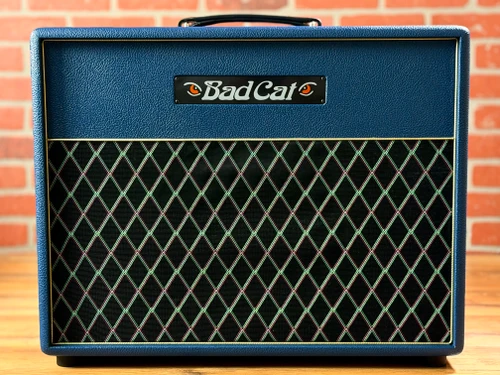 Bad Cat Custom Black Cat | 1x12-inch 60-watt Extension Electric Guitar Cab - Custom Navy Bronco Tolex | w/ Gold Piping & Diamond Grille Cloth