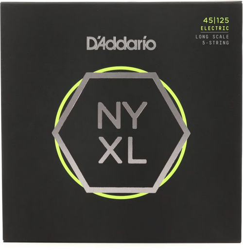 D'Addario NYXL Nickel Wound 5-String Electric Bass Strings - Long Scale, Light Top/Medium Bottom - .045-.125