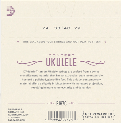 D'Addario Titanium Concert Ukulele Strings (3 Pack)