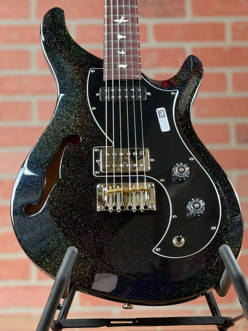 PRS S2 Vela Semi-Hollow Electric Guitar - Black Rainbow Holoflake