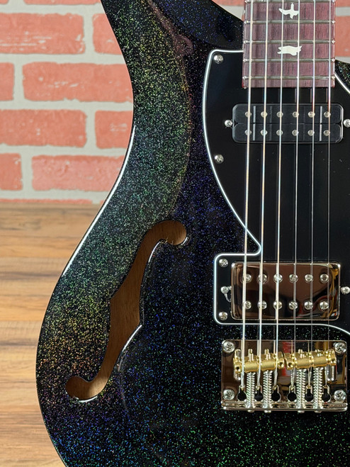 PRS S2 Vela Semi-Hollow Electric Guitar - Black Rainbow Holoflake