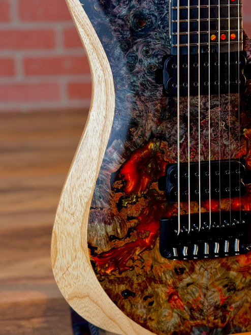 Schecter USA Custom Shop Sunset Extreme 7-string Electric Guitar - Natural Satin Stabilized Burl Top