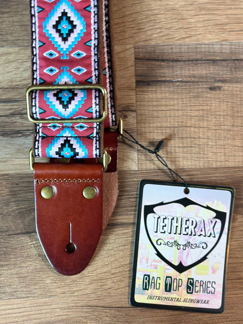 Tetherax Fancy RagTop Vintage-Style Guitar Strap - Red/Blue