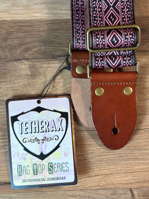 Tetherax RTX Fancy RagTop Jacque-Style Weave Guitar Strap - Black/Pink