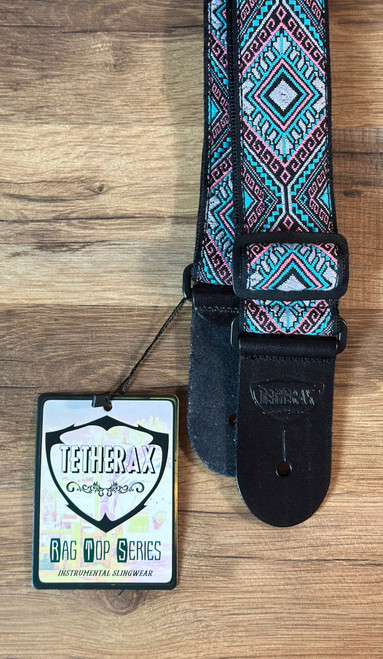Tetherax RTX RagTop Classic Jacque-Style Weave Guitar Strap - Pink/Blue