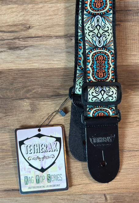 Tetherax RTX RagTop Classic Jacque-Style Weave Guitar Strap - Green/Grey/Blue/Orange